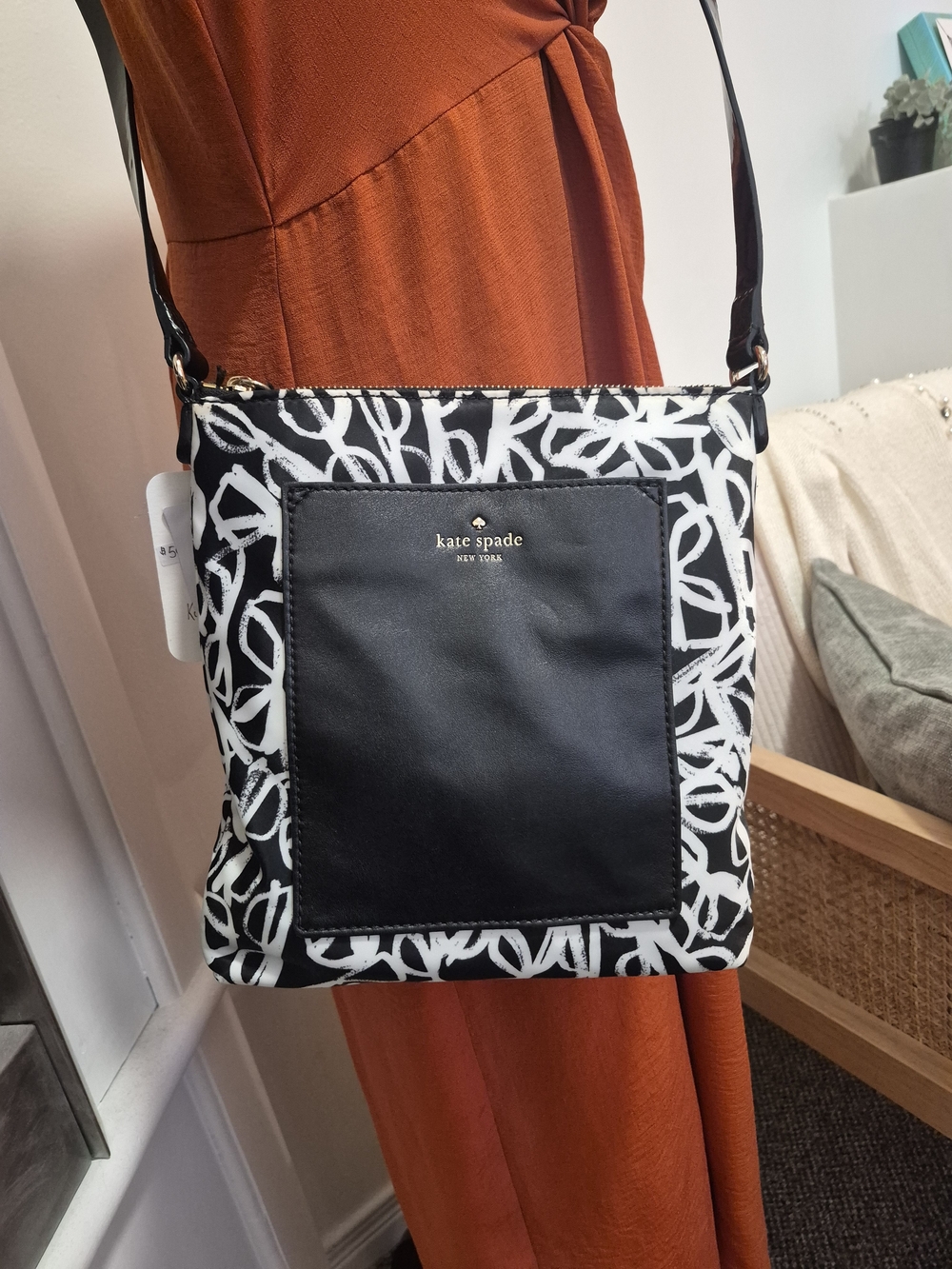 Kate Spade Black and White Glasses Print Crossbody Bag